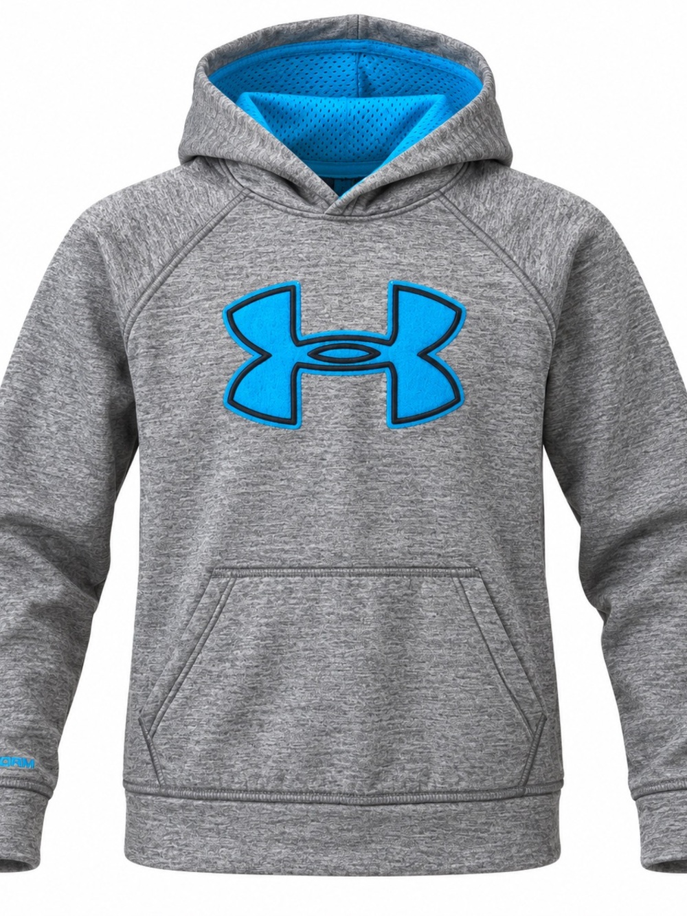 Under Armour Boys' medium size 10-12 Gray & Blue Logo Hoodie